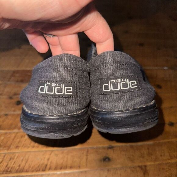 Hey Dudes Black Melange slip on comfortable 11 shoes - Picture 3 of 5